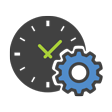 icon of clock and gear used to represent after hours service